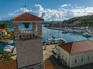 Croatia - Amazing Veli Iz town on the Otok Iz Island from drone view
