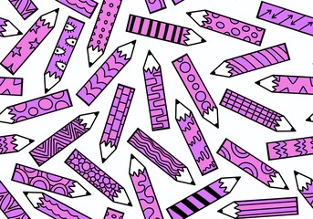 Cartoon school ornaments pencil seamless study pattern for kids clothes print and wrapping paper and fabrics