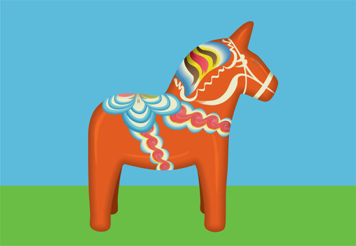 Old Swedish symbol with Dala häst (in English Dala horse). Is orginally made in wood and hand made with personal design, as this one. Could often be found as souvenir for Sweden. The horse is isolated