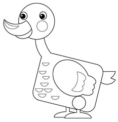 Cartoon funny bird goose isolated on white background - illustration for children
