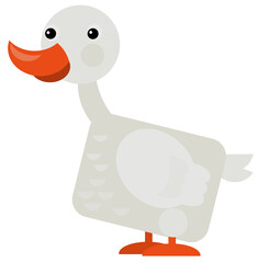 Cartoon funny bird goose isolated on white background - illustration for children
