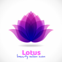 Lotus logotype. Water lily icon, isolated flower symbol. Vector design template for beauty salon, spa or cosmetics brand style