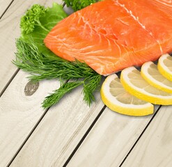 Fresh tasty fish fillet dish on the desk