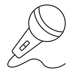 Microphone, singing concept line icon. Simple element illustration. Microphone, singing concept outline symbol design from music set. Can be used for web and mobile on white background