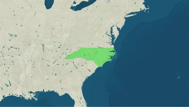 Zoom in to the map of North Carolina with text, textless