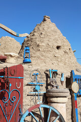 Traditional conical houses of Harran, Sanli Urfa, Turkey. Traditional mud brick buildings topped...