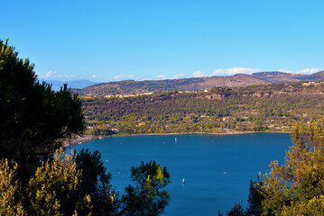 Naklejka premium lake Albano castel Gandolfo Lazio Italy