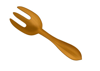 木製フォークの手書きイラスト(PNG)