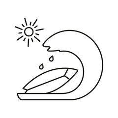 Surfing, waves, sun concept line icon. Simple element illustration. Surfing, waves, sun concept outline symbol design from summer set. Can be used for web and mobile on white background