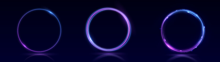 Neon swirl blue Line spiral Glow ring Circle light