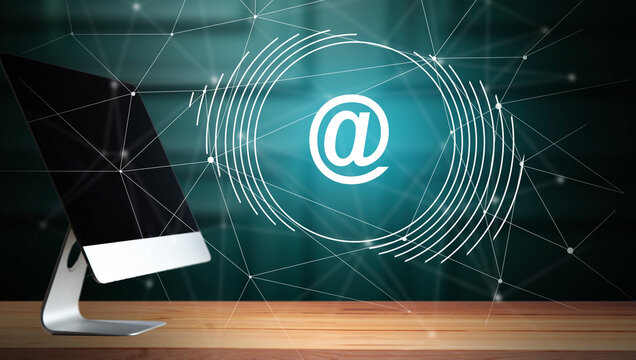 Email address icon and computer