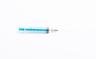 Disposable plastic syringe prepared for injection and vaccination in the hospital. The concept of medicine and health