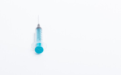 Disposable plastic syringe prepared for injection and vaccination in the hospital. The concept of medicine and health