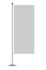 Realistic blank white banner flag. 3D illustration