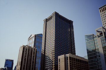 Fototapeta premium Chicago Downtown buildings Rooftops birds eye view