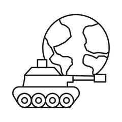 No war, tank, Earth concept line icon. Simple element illustration. No war, tank, Earth concept outline symbol design from war set. Can be used for web and mobile on white background