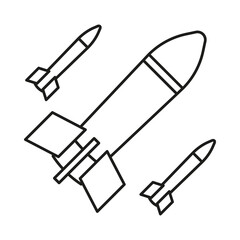 Missile, nuclear concept line icon. Simple element illustration. Missile, nuclear concept outline symbol design from war set. Can be used for web and mobile on white background