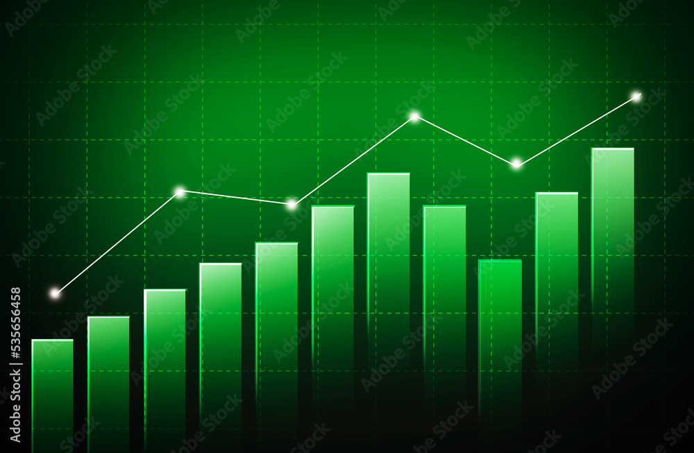 Poster modern green abstract graph with copy space, growing green graph backdrop