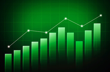 Modern Green abstract graph with copy space, growing green graph backdrop