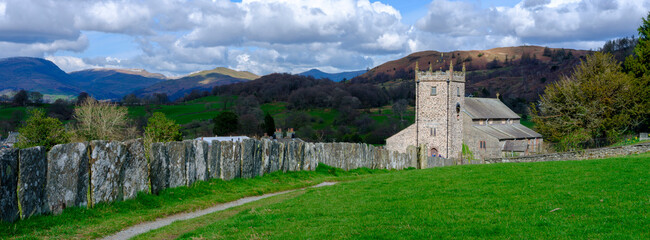 Fototapeta na wymiar The church of St Michael and All Angels at Hawkshead in the Lake District National Park