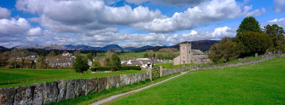 The church of St Michael and All Angels at Hawkshead in the Lake District National Park