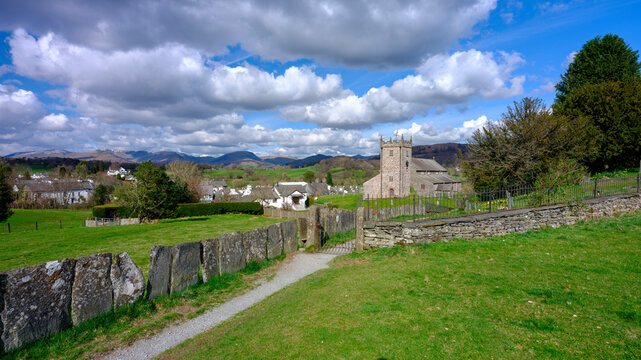 The church of St Michael and All Angels at Hawkshead in the Lake District National Park