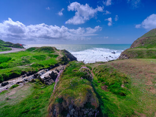 Welcombe Mouth waterfall in the Hartland peninsula, North Devon