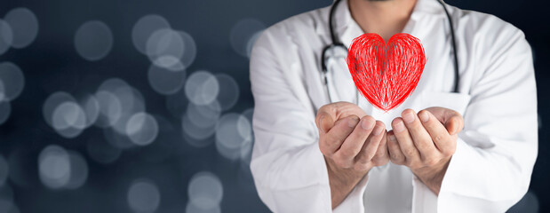Doctor holding a heart in his hand