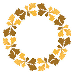 Oak leaf circular frame. Beautiful round Frame with leaves Oak. Vector illustration