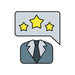 Star, businessman, chat bubble colored icon. Simple color element illustration. Star, businessman, chat bubble concept outline symbol design from medical set on white background