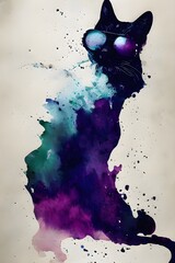 Portrait of a cat wearing sunglasses - Abstract Digital Art