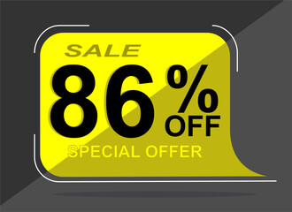 Sale tag 86% eighty six percent off, vector illustration, balloon shape.