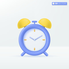 alarm clock icon symbols. Time-keeping, Reminder, Classic Table Clock, deadline concept. 3D vector isolated illustration design. Cartoon pastel Minimal style. You can used for design ux, ui, print ad.