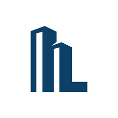 Building logo design with letter L. Letter L logo design with building icon design