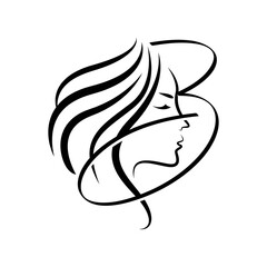Beautiful woman face logo. with letter B. Beautiful face for beauty business