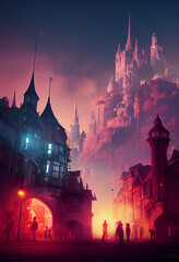 Fototapeta premium city castle at night