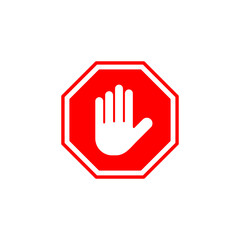 Stop icon vector for web and mobile app. stop road sign. hand stop sign and symbol. Do not enter stop red sign with hand