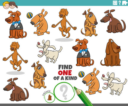 one of a kind task with funny cartoon dogs