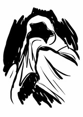 croquis noir et blanc fantôme,spectre dessin Halloween - 535660402