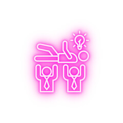 Happiness group of people neon icon