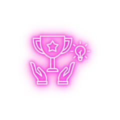 Success trophy neon icon