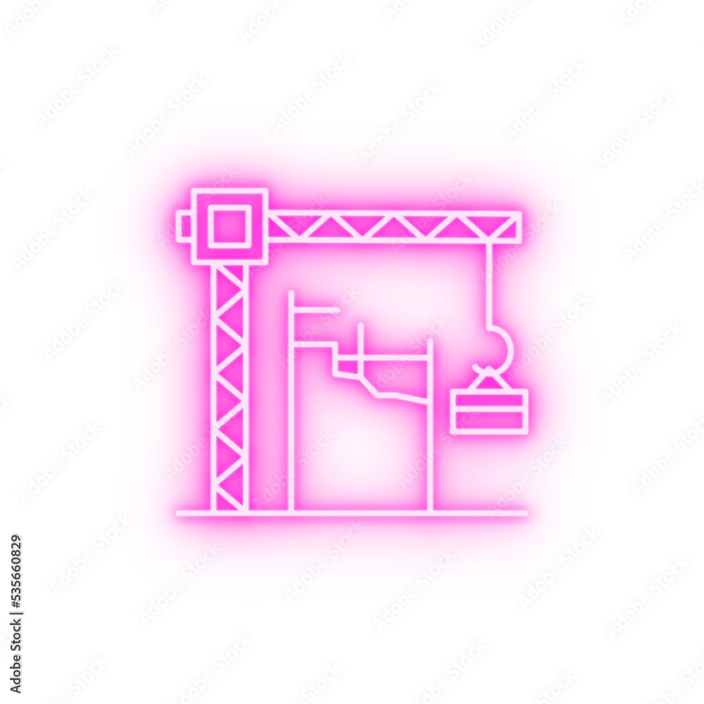 Poster building zone line neon icon