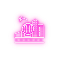 City landscape line neon icon