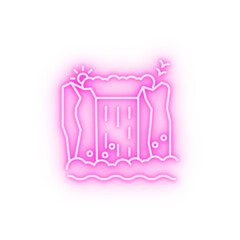 Waterfall line neon icon