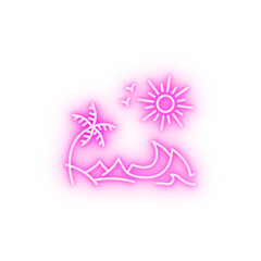 Surf beach line neon icon