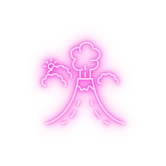 Volcano line neon icon