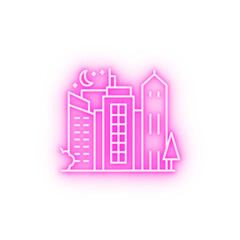 Naklejka premium City landscape line neon icon