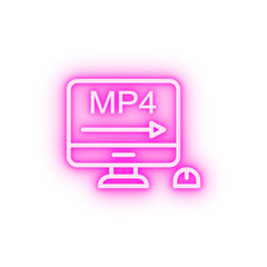 Video production mp4 neon icon