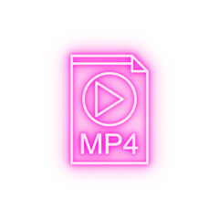 Video production mp4 neon icon