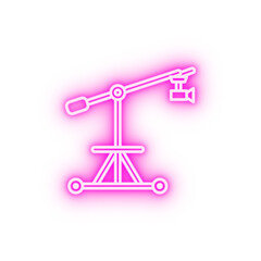 Video production camera crane neon icon